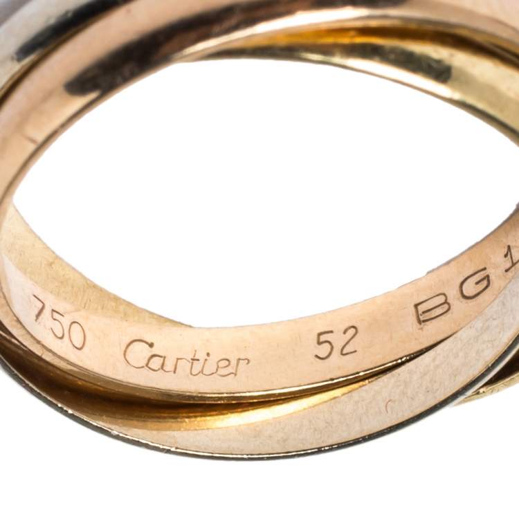 Pre Owned Cartier Trinity De Cartier 18K Three Tone Ring Size 52