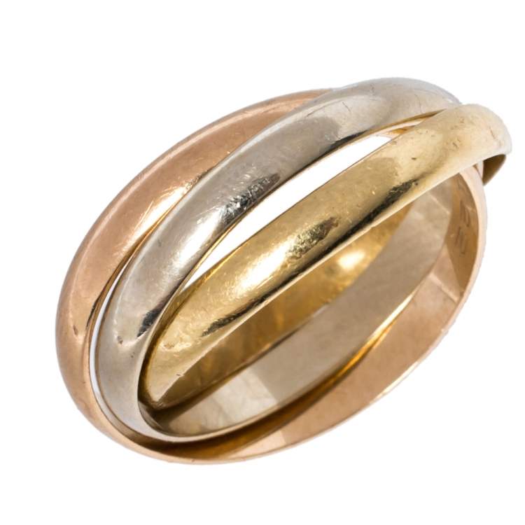 Pre Owned Cartier Trinity De Cartier 18K Three Tone Ring Size 52