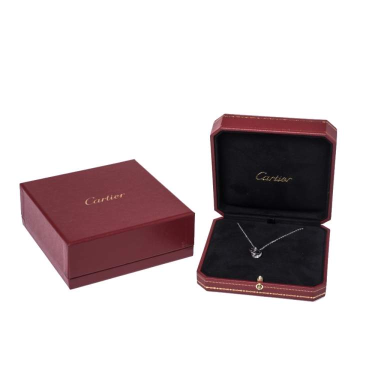 Pre Owned Cartier Love Diamond Paved 18K White Gold Necklace