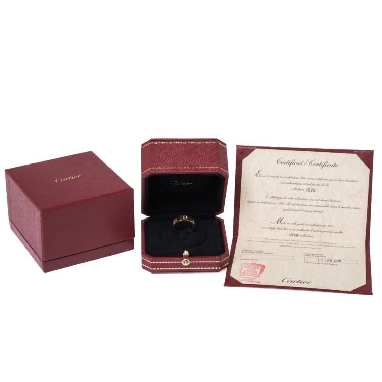 Pre Owned Cartier LOVE 18K Yellow Gold Band Ring Size 51