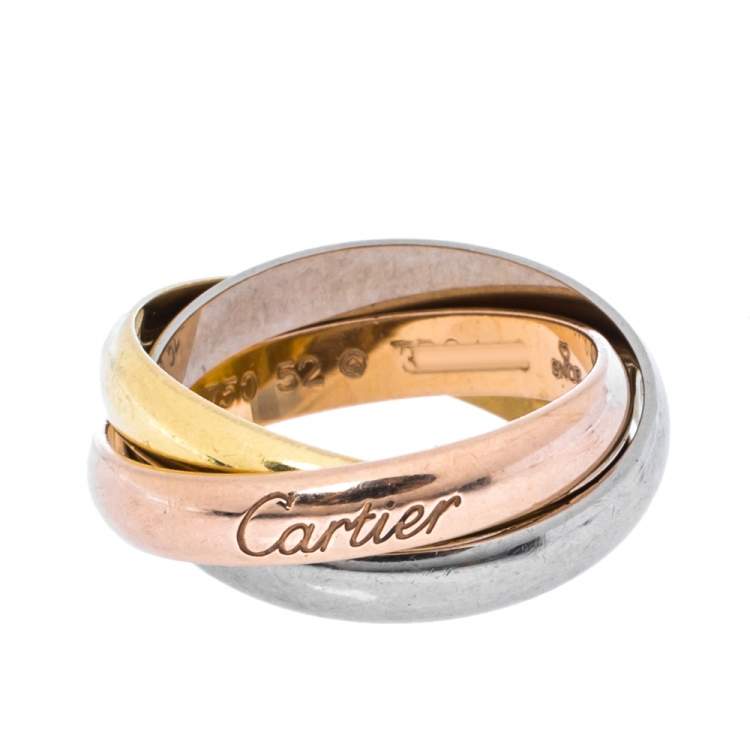 Pre Owned Cartier Trinity 18K Three Tone Gold Ring Size 52