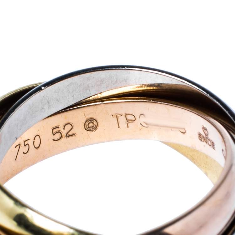 Pre Owned Cartier Trinity 18K Three Tone Gold Ring Size 52