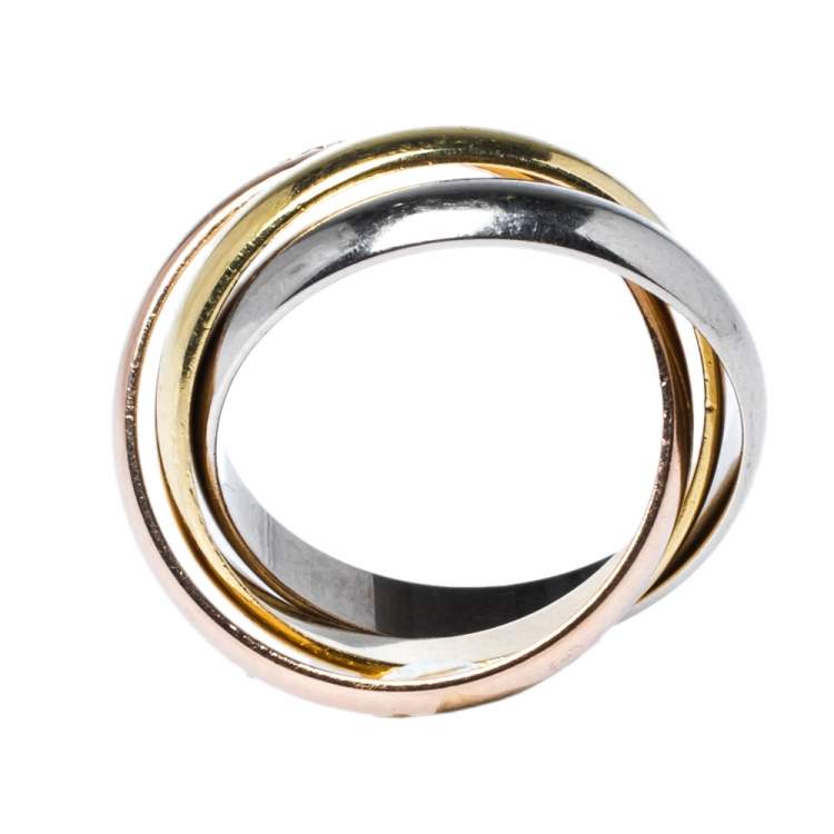 Pre Owned Cartier Trinity 18K Three Tone Gold Ring Size 52