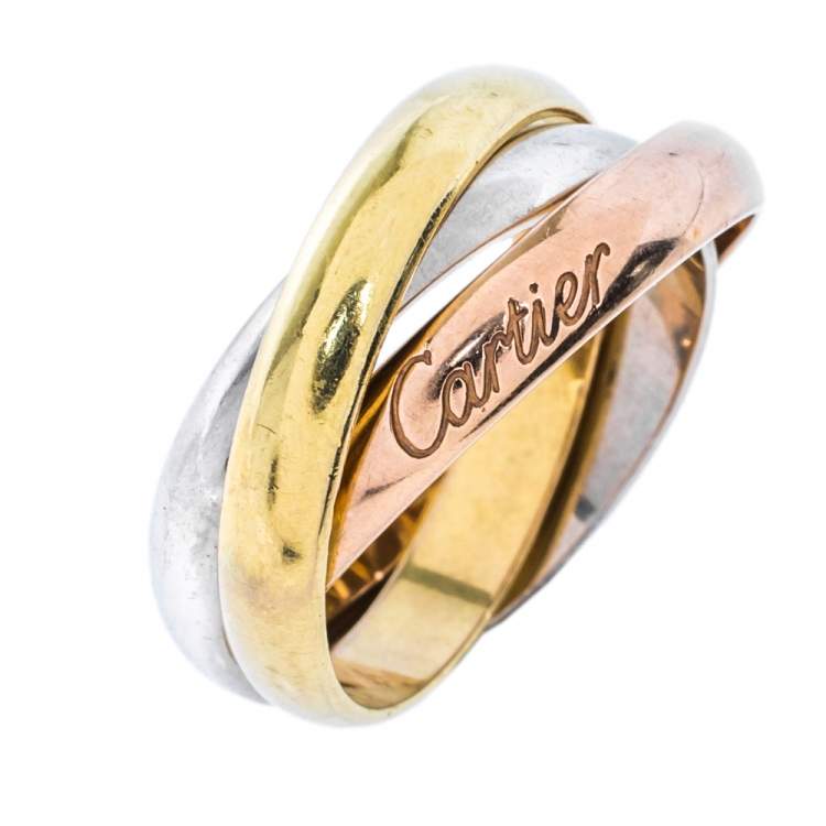 Pre Owned Cartier Trinity 18K Three Tone Gold Ring Size 52