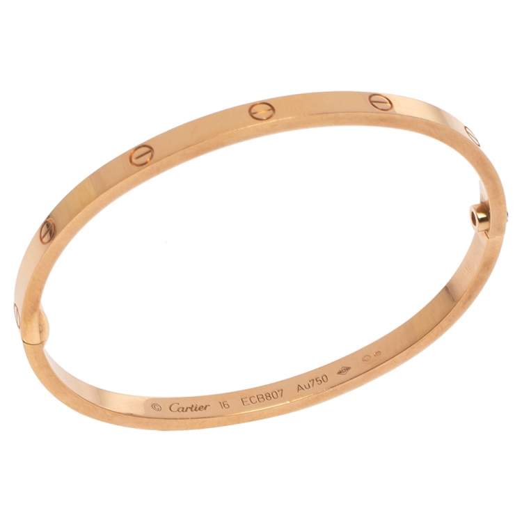 مملوكة مسبقًا Cartier LOVE 18K Rose Gold Narrow Bracelet SM 16