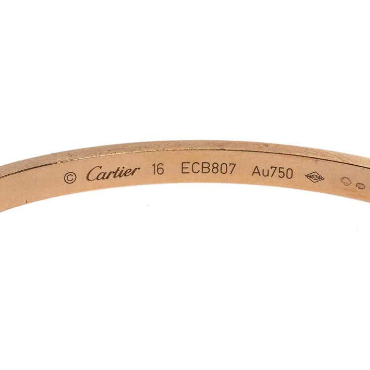 مملوكة مسبقًا Cartier LOVE 18K Rose Gold Narrow Bracelet SM 16