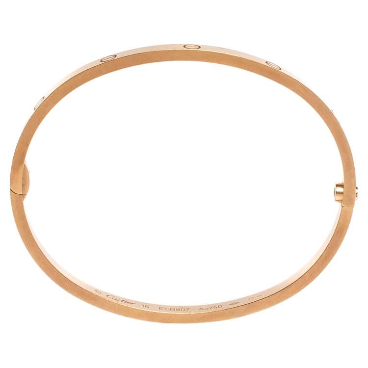 مملوكة مسبقًا Cartier LOVE 18K Rose Gold Narrow Bracelet SM 16