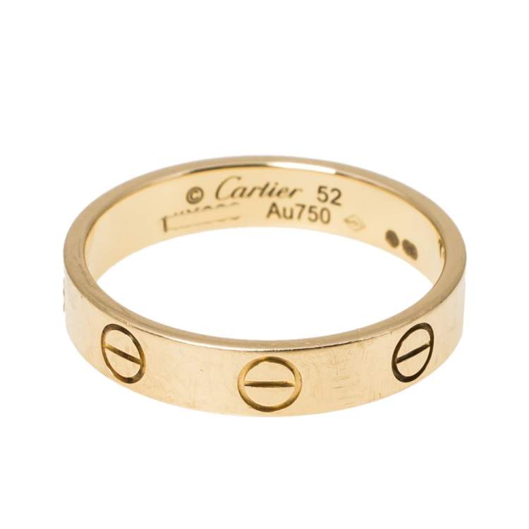 Pre Owned Cartier Love 18K Yellow Gold Narrow Wedding Band Ring Size 52