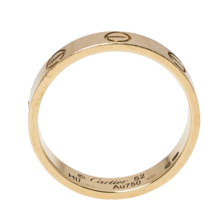 Pre Owned Cartier Love 18K Yellow Gold Narrow Wedding Band Ring Size 52
