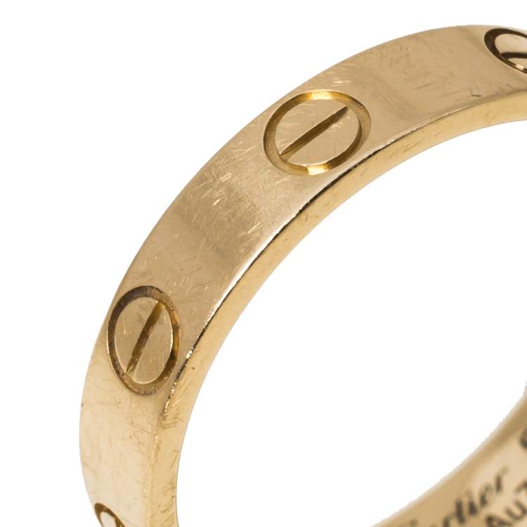 Pre Owned Cartier Love 18K Yellow Gold Narrow Wedding Band Ring Size 52