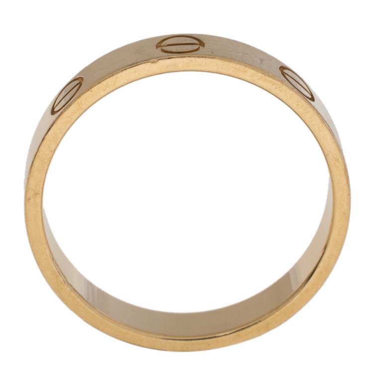 Pre Owned Cartier LOVE 18K Yellow Gold Narrow Wedding Band Ring Size 54