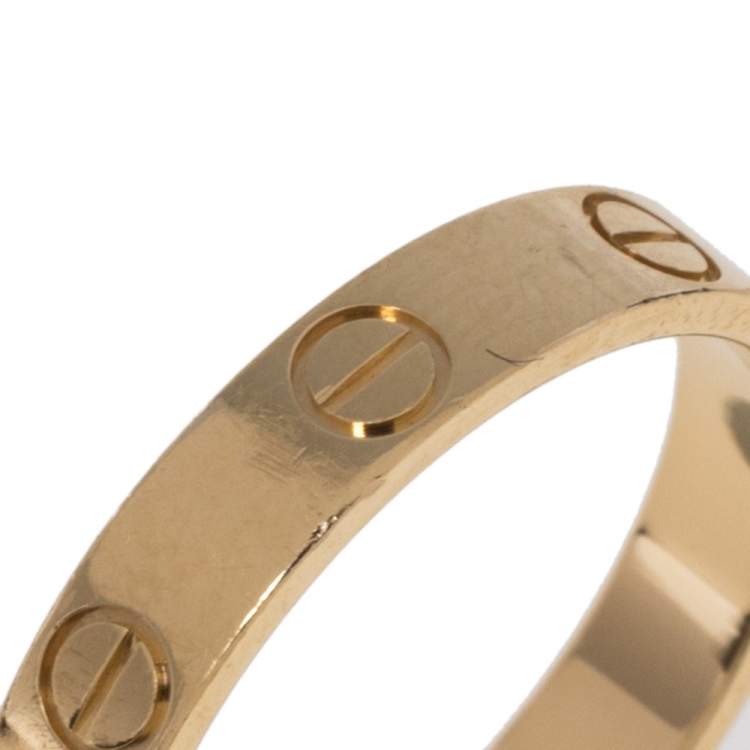 Pre Owned Cartier LOVE 18K Yellow Gold Narrow Wedding Band Ring Size 54