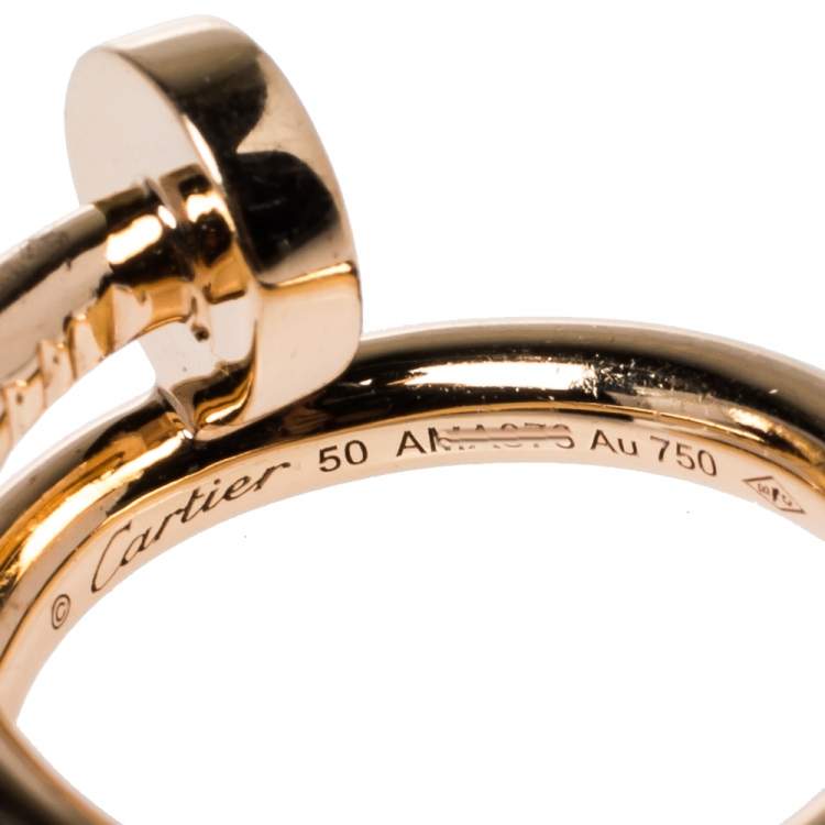 Pre Owned Cartier Juste Un Clou 18K Rose Gold Band Ring Size 50