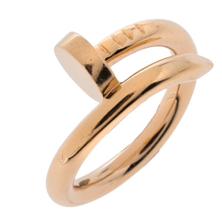 Pre Owned Cartier Juste Un Clou 18K Rose Gold Band Ring Size 50