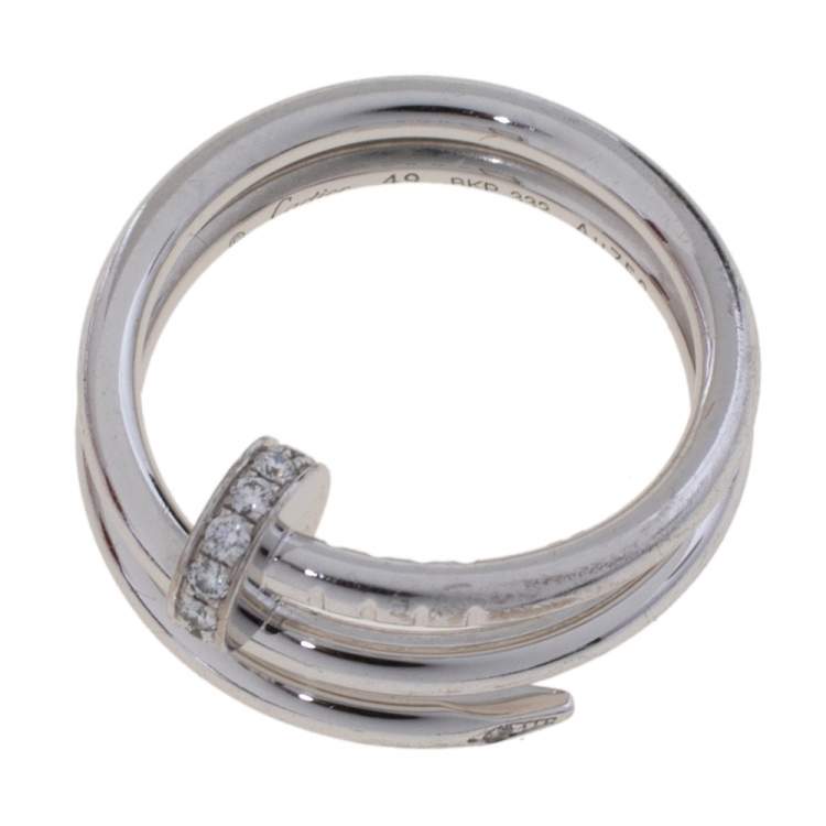 Pre Owned Cartier Juste Un Clou Diamond 18K White Gold Ring Size 49