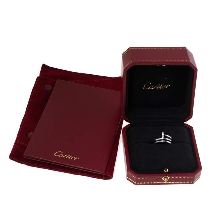 Pre Owned Cartier Juste Un Clou Diamond 18K White Gold Ring Size 49