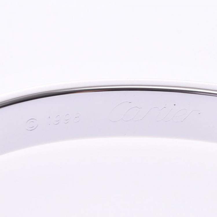 Pre Owned Cartier Love 18K White Gold Half Diamond Bracelet 