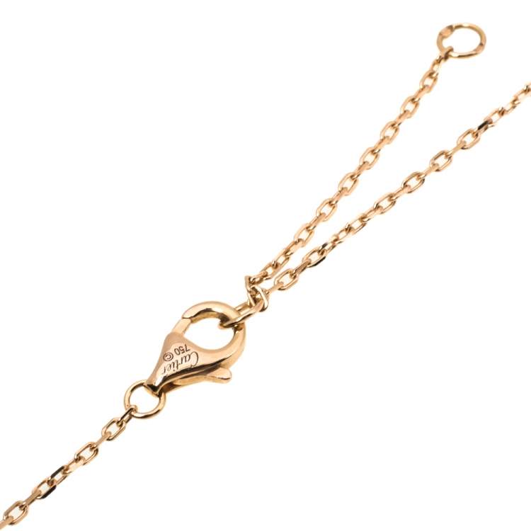 Pre Owned Cartier Trinity Heart Diamond 18K Three Tone Gold Pendant Necklace
