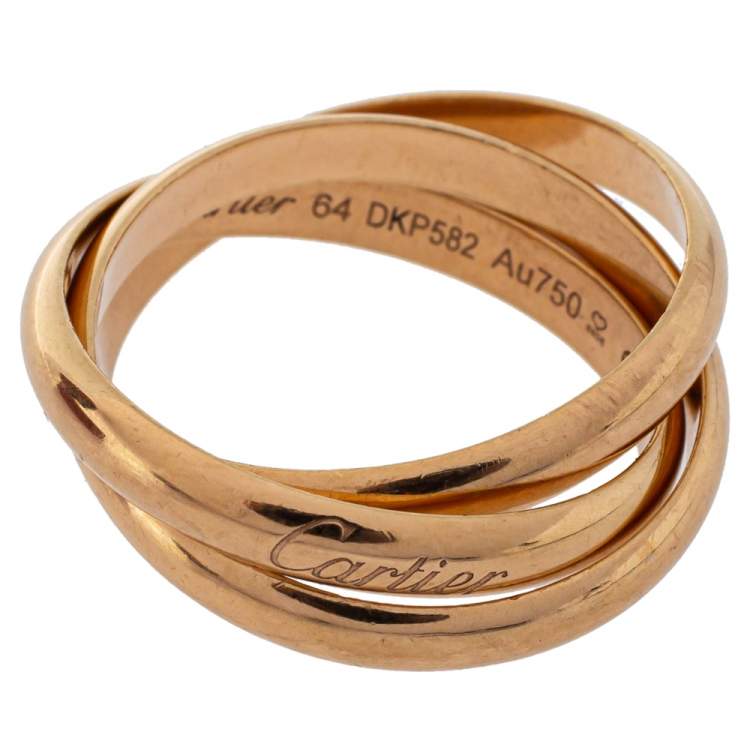 Pre Owned Cartier Trinity 18K Rose Gold Ring Size 64