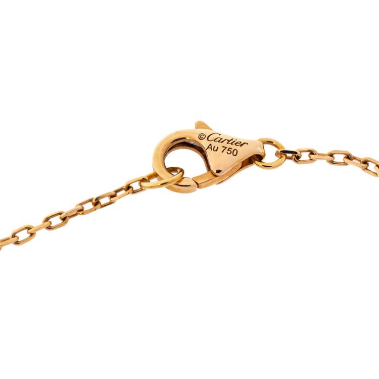 Pre Owned Cartier Trinity Cultured Pearl 18K Three Tone Gold Station Bracelet
