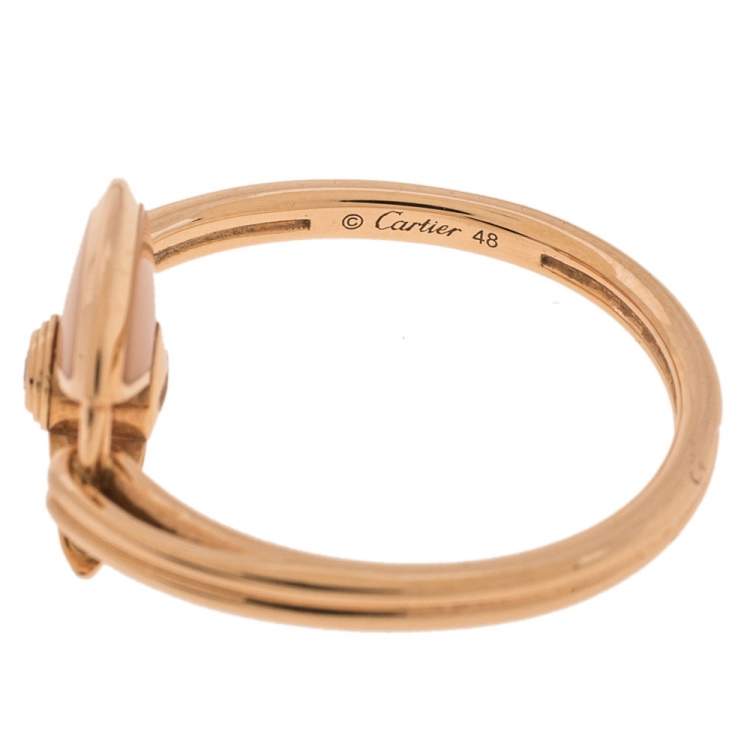 مملوكة مسبقًا Cartier Amulette de Cartier Pink Opal Diamond 18K Rose Gold Ring Size 48