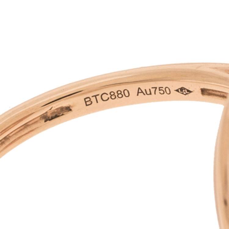 مملوكة مسبقًا Cartier Amulette de Cartier Pink Opal Diamond 18K Rose Gold Ring Size 48