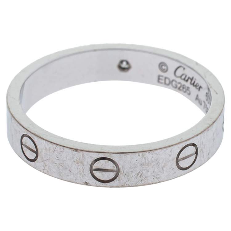 Pre Owned Cartier Love 1 Diamond 18K White Gold Wedding Band Ring Size 60