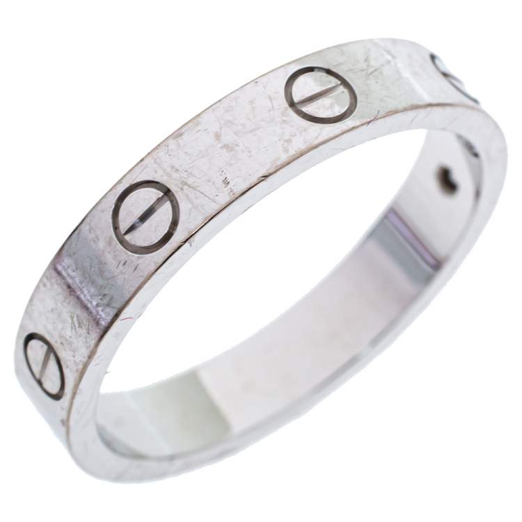 Pre Owned Cartier Love 1 Diamond 18K White Gold Wedding Band Ring Size 60