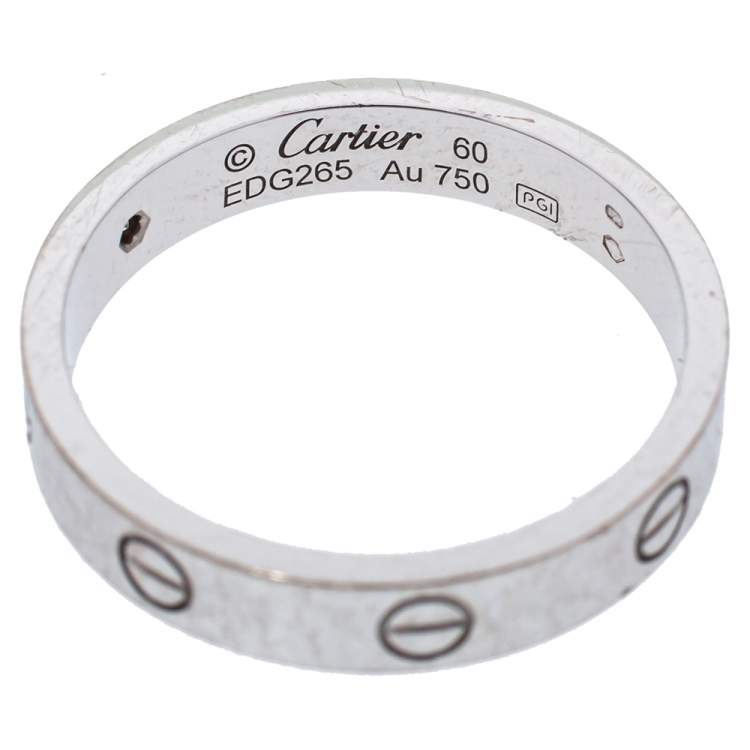 Pre Owned Cartier Love 1 Diamond 18K White Gold Wedding Band Ring Size 60