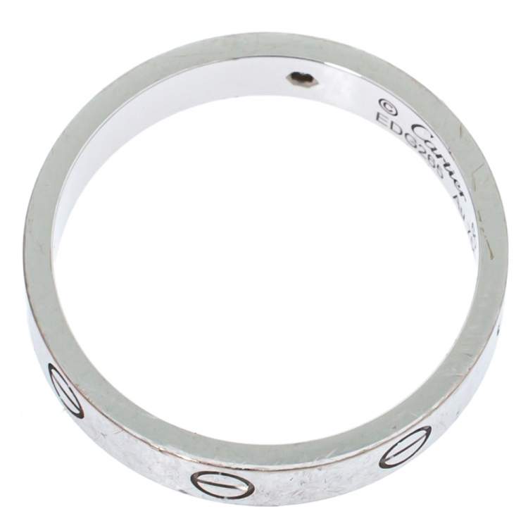 Pre Owned Cartier Love 1 Diamond 18K White Gold Wedding Band Ring Size 60