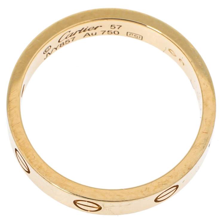 Pre Owned Cartier Love 1 Diamond 18K Yellow Gold Wedding Band Ring Size 57