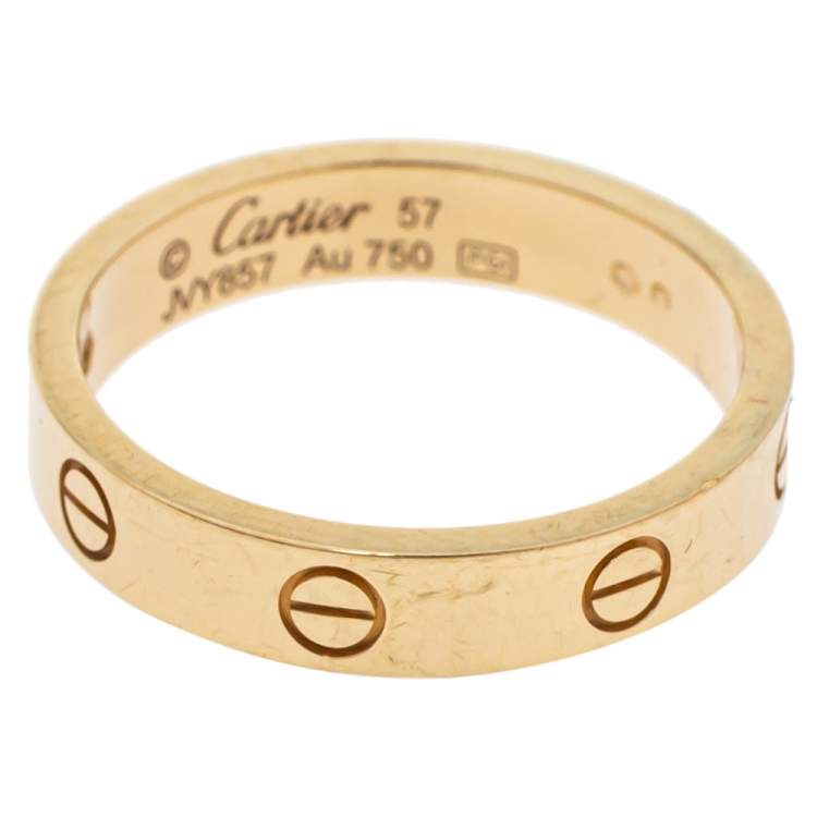 Pre Owned Cartier Love 1 Diamond 18K Yellow Gold Wedding Band Ring Size 57