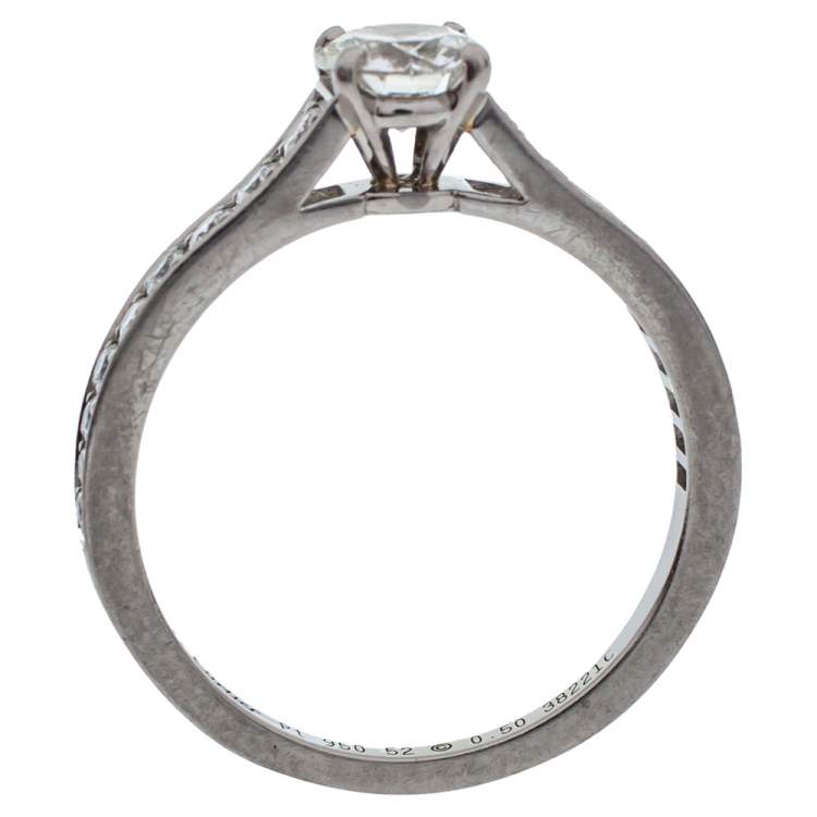 Pre Owned Cartier Solitaire 1895 0.50 ct Diamond Platinum Ring Size 52