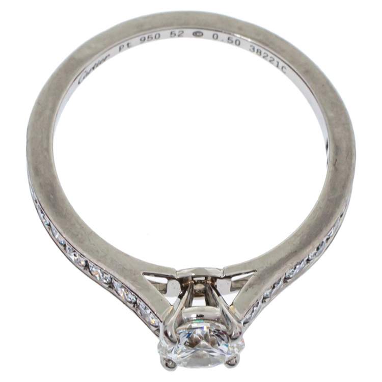Pre Owned Cartier Solitaire 1895 0.50 ct Diamond Platinum Ring Size 52