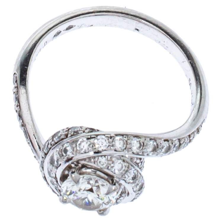 Pre Owned Cartier Trinity Ruban 0.57ct Solitaire Diamond Platinum Engagement Ring Size 50