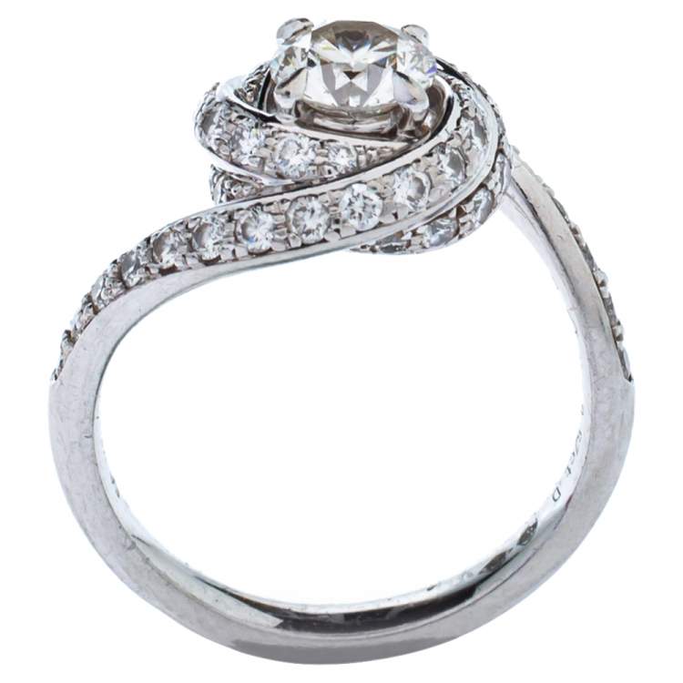 Pre Owned Cartier Trinity Ruban 0.57ct Solitaire Diamond Platinum Engagement Ring Size 50