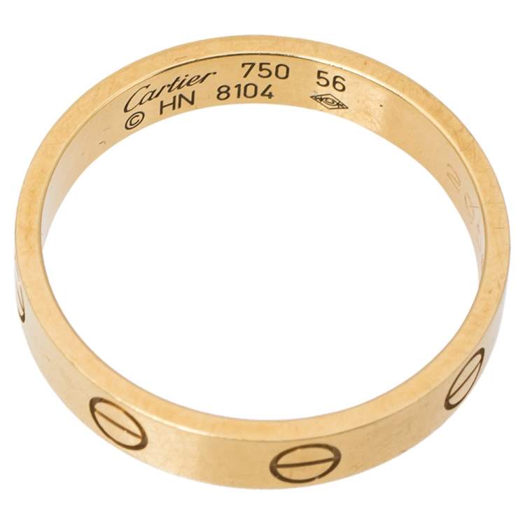 Pre Owned Cartier Love 18K Yellow Gold Wedding Band Ring Size 56