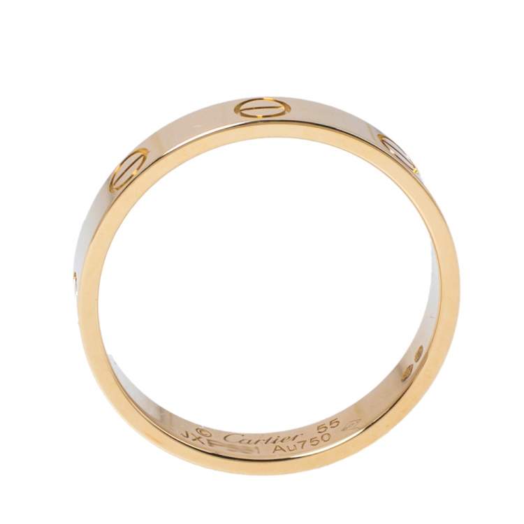 Pre Owned Cartier Love 18K Yellow Gold Wedding Band Ring Size 55