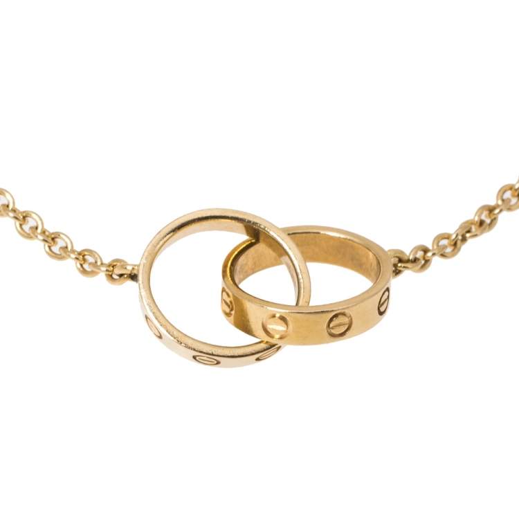 Pre Owned Cartier Love Interlocking Screw Motif 18K Yellow Gold Bracelet
