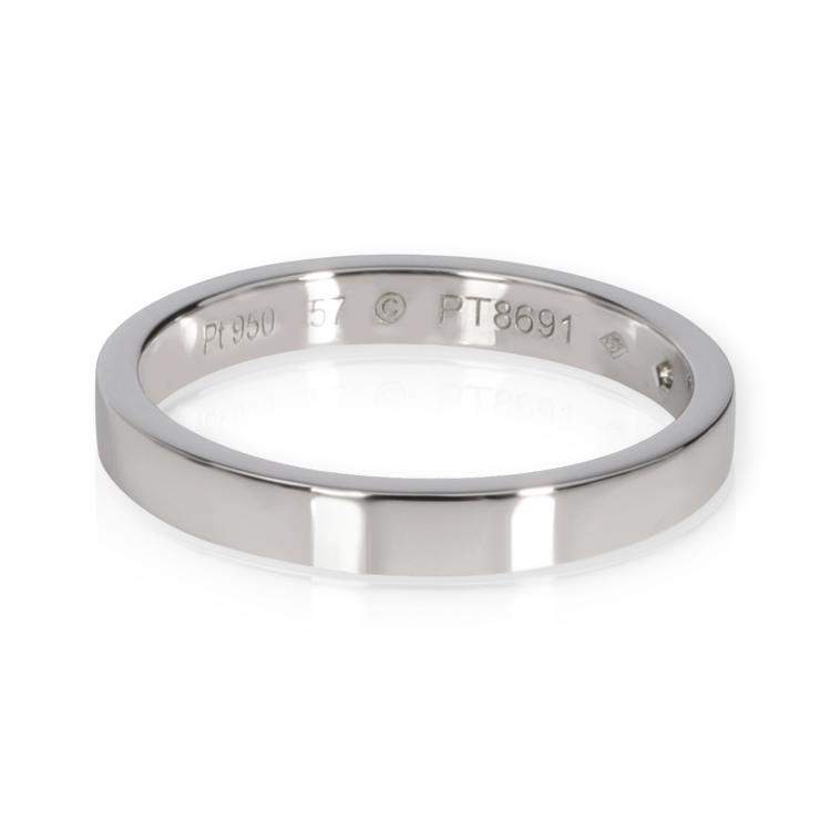 Pre Owned Cartier C de Cartier Diamond Platinum Band Ring Size 57