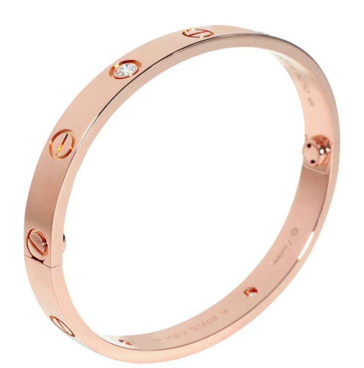 Cartier Love Diamond 18k Rose Gold Bracelet Cartier Tlc