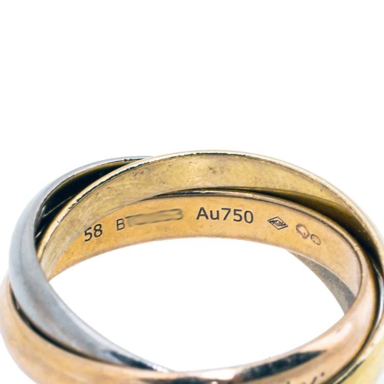 Pre Owned Cartier Trinity De Cartier 18K Three Tone Gold Ring Size 58