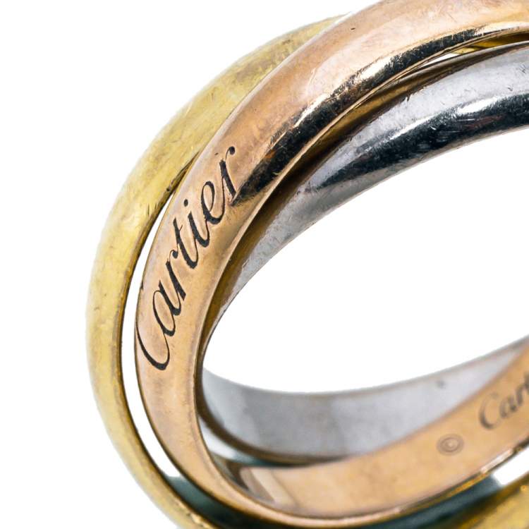 Pre Owned Cartier Trinity De Cartier 18K Three Tone Gold Ring Size 58