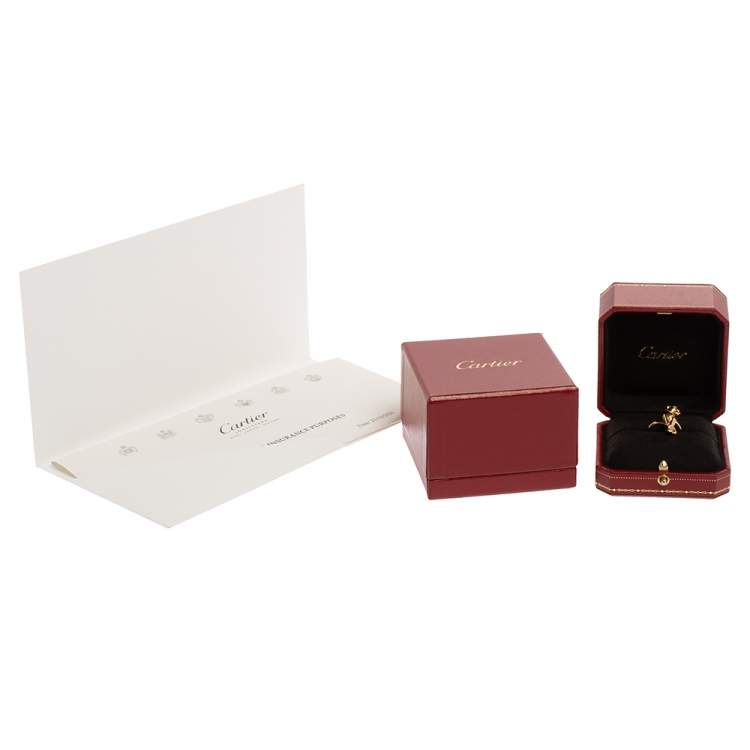 Pre Owned Cartier Panthere de Cartier Tsavorite Onyx 18K Yellow Gold Ring Size 52