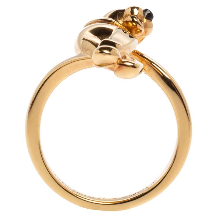 Pre Owned Cartier Panthere de Cartier Tsavorite Onyx 18K Yellow Gold Ring Size 52