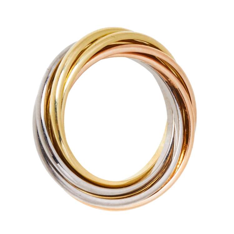 Pre Owned Cartier Trinity 18K Three Tone Gold 7-Band XXS Ring Size 51