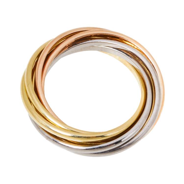 Pre Owned Cartier Trinity 18K Three Tone Gold 7-Band XXS Ring Size 51