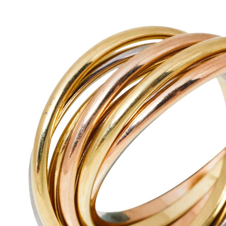 Pre Owned Cartier Trinity 18K Three Tone Gold 7-Band XXS Ring Size 51