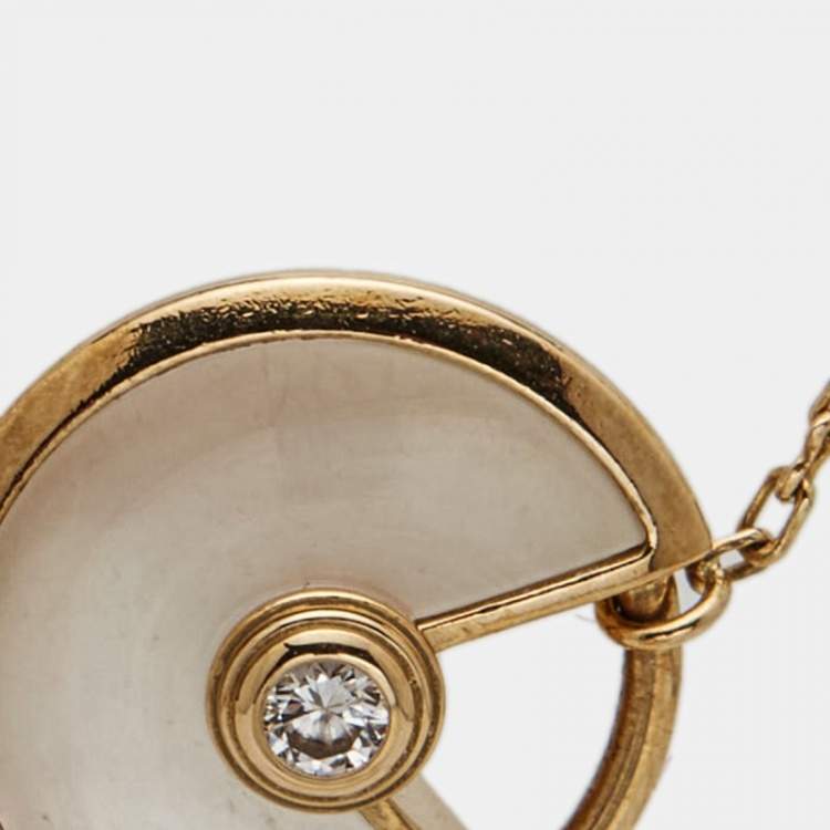 Pre Owned Cartier Amulette De Cartier Mother of Pearl Diamond 18K Yellow Gold Bracelet