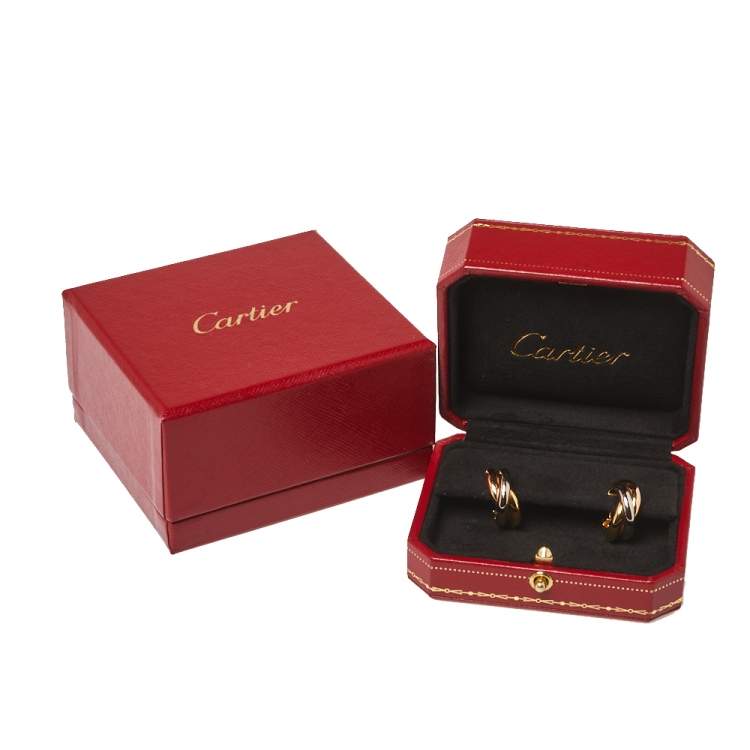 Pre Owned Cartier Trinity 18K Three Tone Gold Hoop Earrings
